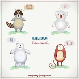 可爱的水彩画动物
