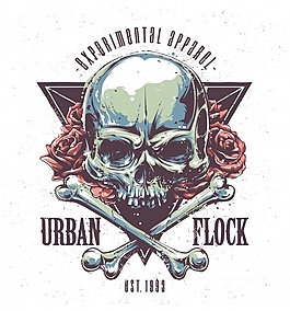 彩色手绘颅骨背景