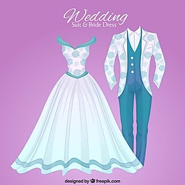 手绘的豪华婚礼服和鸟服饰