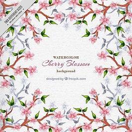 水彩樱花背景