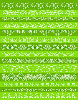 绿色小清新蕾丝花纹分割线与复古装饰元素