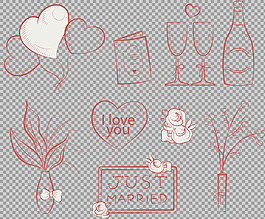 速写风格爱情婚礼元素免抠png透明素材