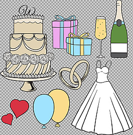 爱情主题婚礼元素免抠png透明图层素材