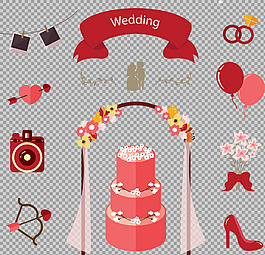 爱情主题婚礼元素免抠png透明图层素材