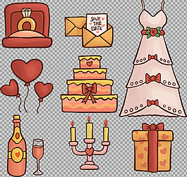 婚礼元素免抠爱情主题png透明图层素材