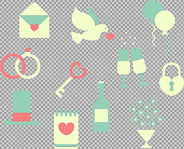 绿色婚礼元素免抠png透明图层素材