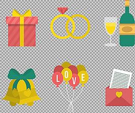 婚礼元素爱情主题免抠png透明图层素材