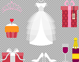 漂亮婚礼元素免抠png透明图层素材