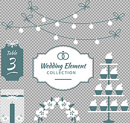 蓝色的婚礼元素免抠png透明图层素材