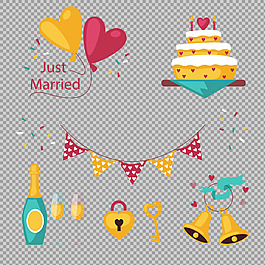 婚礼元素爱情主题免抠png透明图层素材