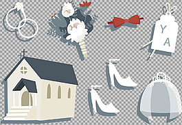 高雅婚礼元素免抠png透明图层素材