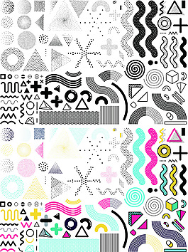 时尚创意集合玩去线条点线面元素海报设计素材矢量