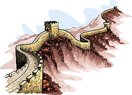 手绘长城插画