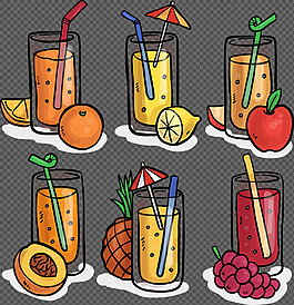 手绘水彩风格果汁图标免抠png透明素材