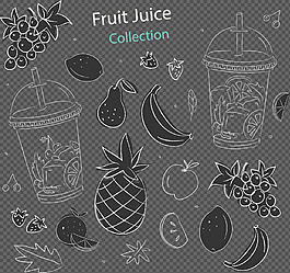 手绘黑色果汁插画图标免抠png透明素材