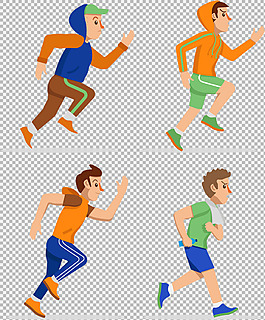 各种姿势跑步者免抠png透明图层素材