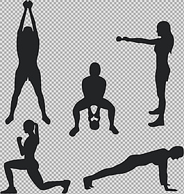 男女运动人物剪影免抠png透明图层素材