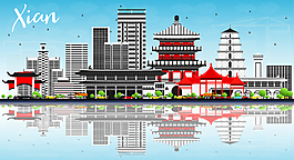 创意日本旅行建筑插画