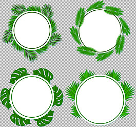 圆形叶子花边免抠png透明图层素材