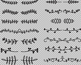 抽象叶子花边分隔符免抠png透明图层素材