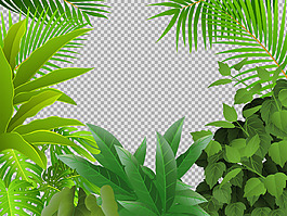 各种绿色叶子花边免抠png透明图层素材