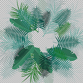 手绘绿色叶子花边免抠png透明图层素材