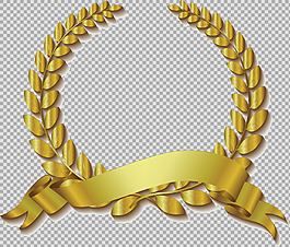 手绘金色叶子花边免抠png透明图层素材