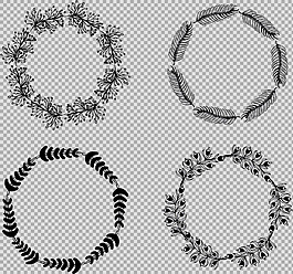 手绘叶子花边免抠png透明图层素材