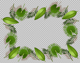 手绘叶子花边免抠png透明图层素材