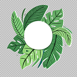 绿色叶子圆形花边免抠png透明图层素材