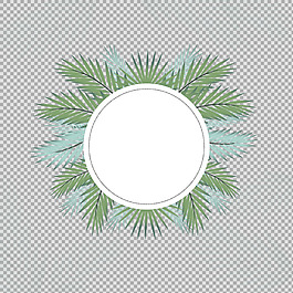 绿色叶子圆形花边免抠png透明图层素材