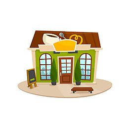 手绘绿色房屋元素