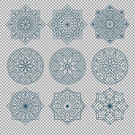 蓝色曼陀罗花纹免抠png透明图层素材