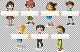 卡通人学生小孩免抠png透明图层素材