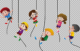 吊绳子上的学生小孩免抠png透明图层素材