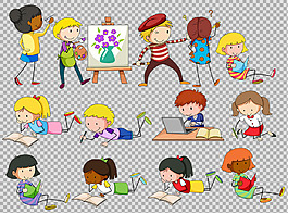 做不同事的学生小孩免抠png透明图层素材