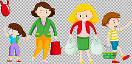 妈妈牵着小孩免抠png透明图层素材