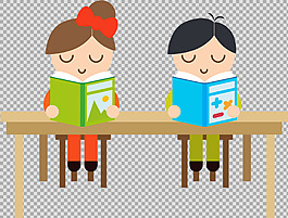 读课本的学生小孩免抠png透明图层素材