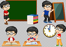 学习的学生小孩免抠png透明图层素材