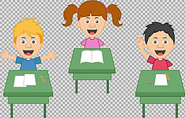 在上课的学生免抠png透明图层素材