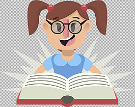 在看书的学生小孩免抠png透明图层素材