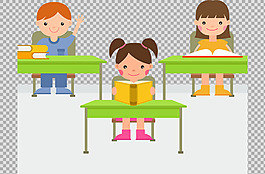 上课的学生小孩免抠png透明图层素材