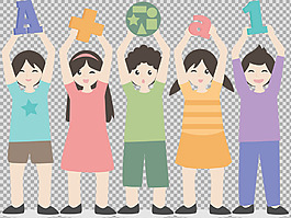 手绘扁平风格年轻人学生免抠png透明素材
