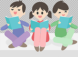 正在看书的学生小孩免抠png透明图层素材