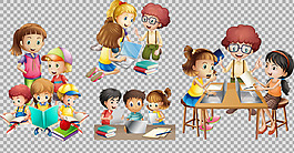 手绘学生插图免抠png透明图层素材