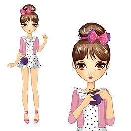 丸子头女生插画