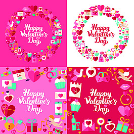 圆形花环扁平化物品海报背景矢量设计素材