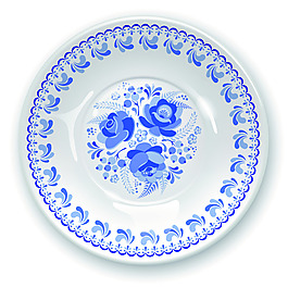 圆形蓝色花纹青花纹餐具餐盘子
