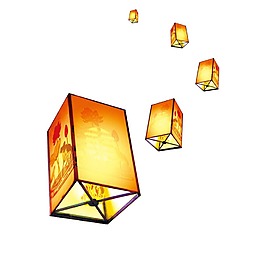 中国风黄色纸灯元素