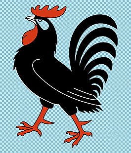 卡通黑色公鸡图片免抠png透明图层素材